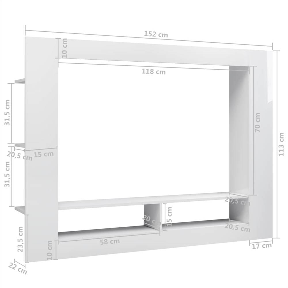 TV Cabinet High Gloss White 152x22x113 cm Chipboard