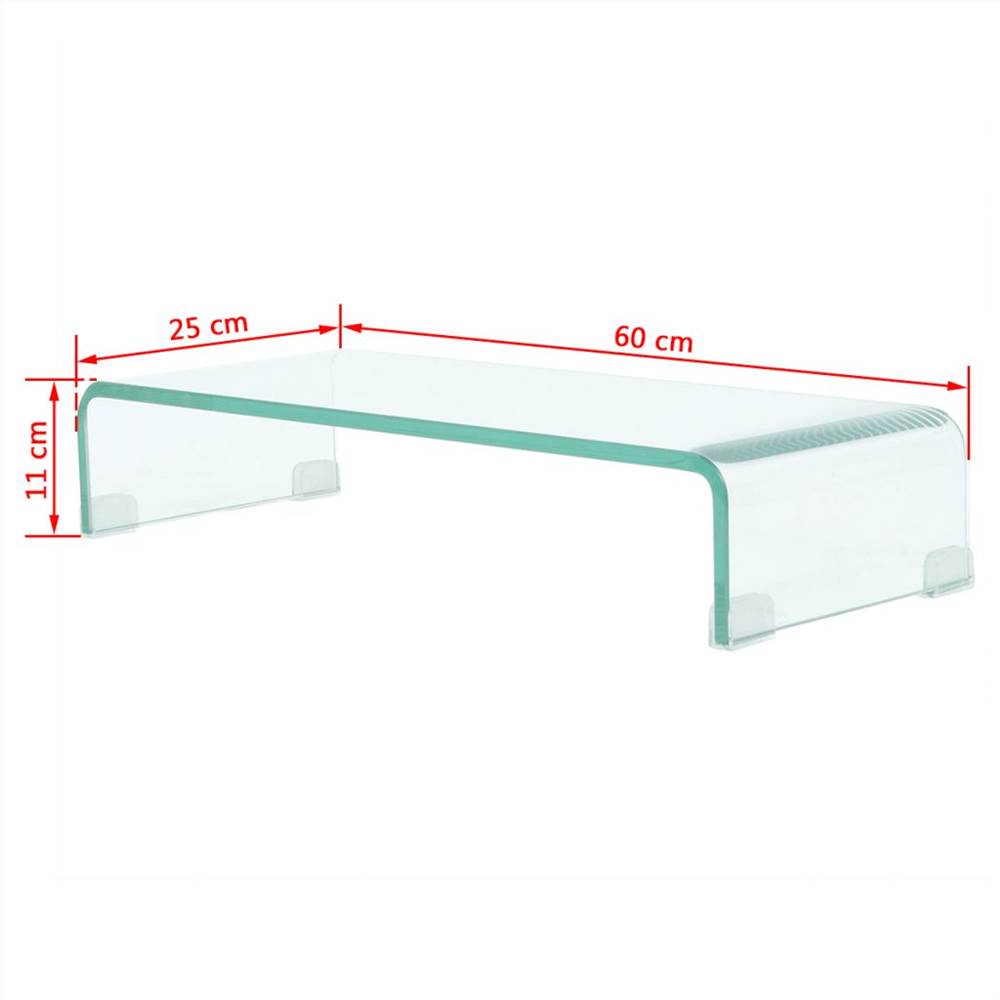 TV Stand/Monitor Riser Glass Clear 60x25x11 cm