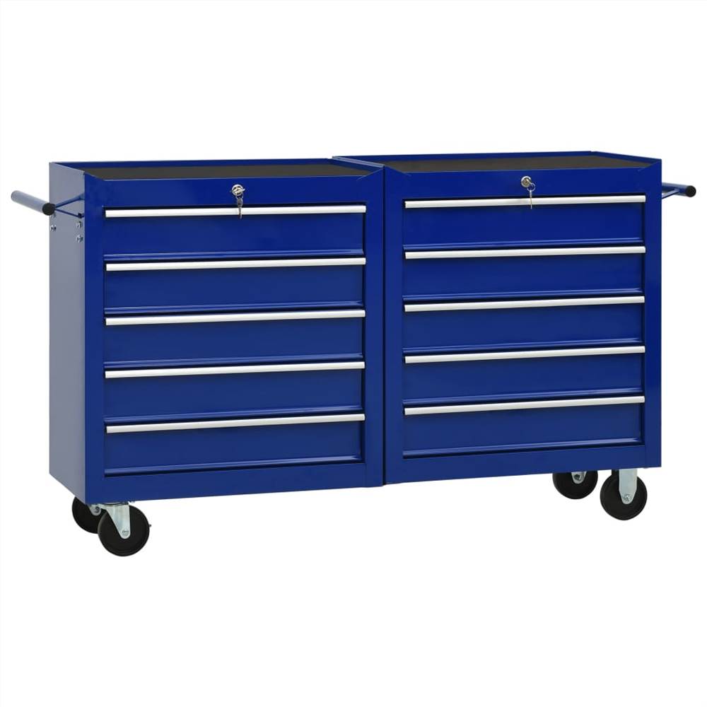

Tool Trolley with 10 Drawers Steel Blue (147179+147180)