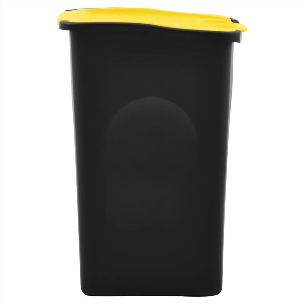 Trash Bin with Hinged Lid 50L Black and Yellow