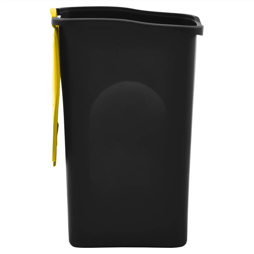 Trash Bin with Hinged Lid 50L Black and Yellow