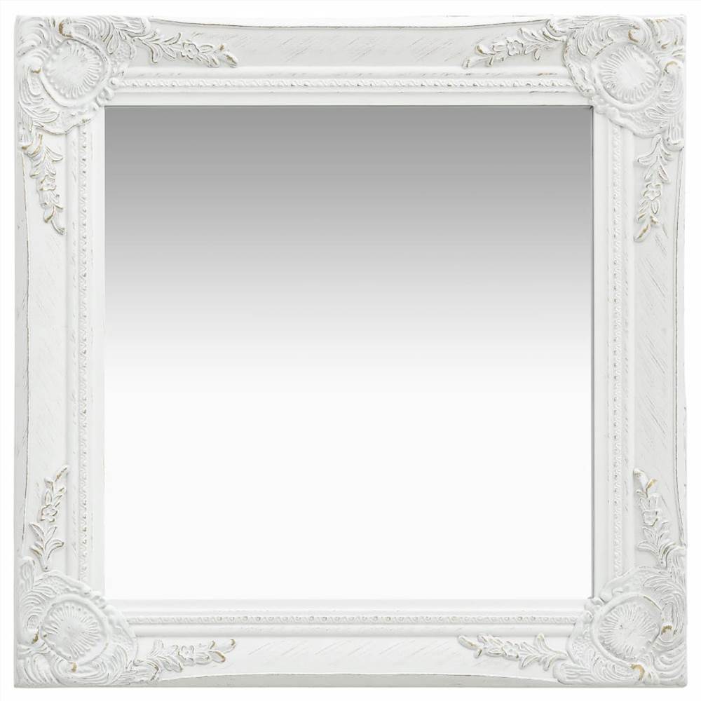 Wall Mirror Baroque Style 50x50 cm White