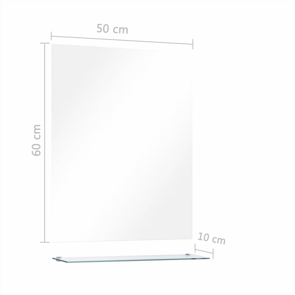 Wall Mirror with Shelf 50x60 cm Tempered Glass