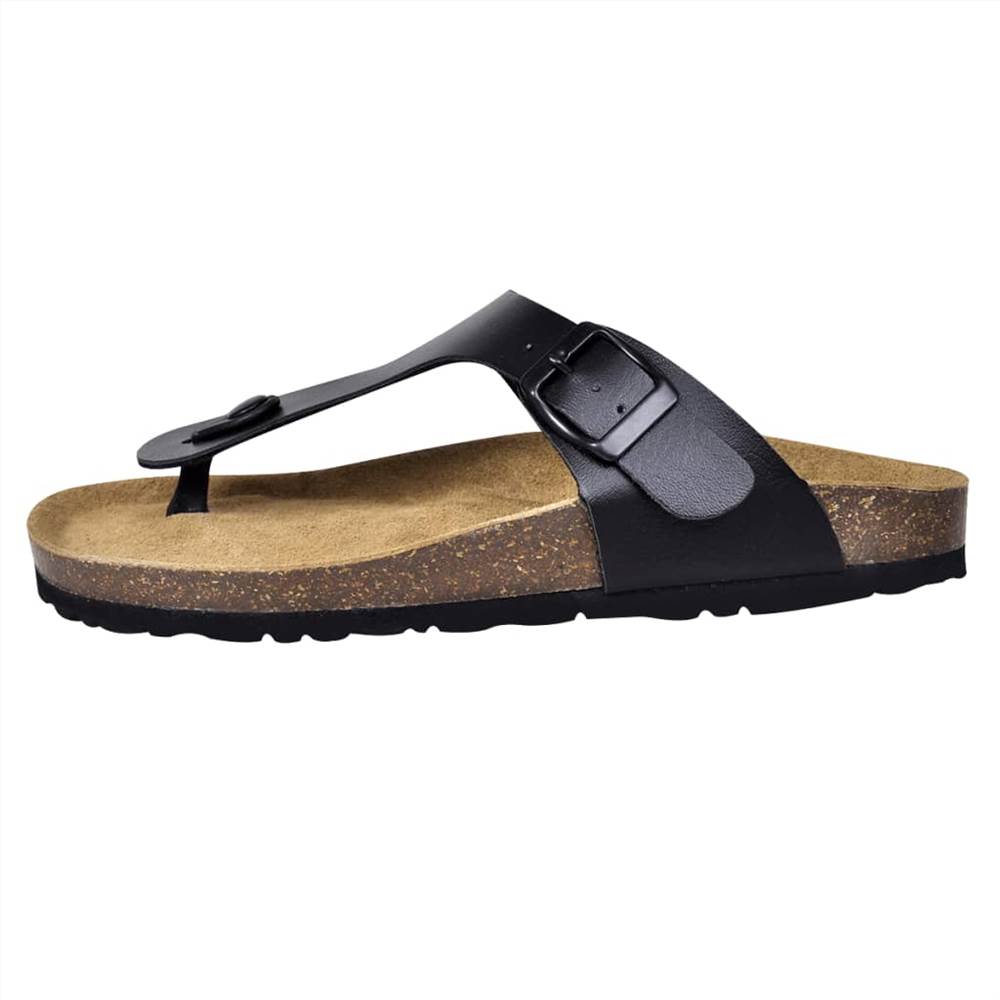 Womens Bio Cork Sandal with Flip Flop Design Black Size 38
