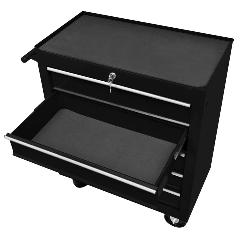 Workshop Tool Trolley With 5 Drawers Black 12 Workshop Tool Trolley with 5 Drawers Black
