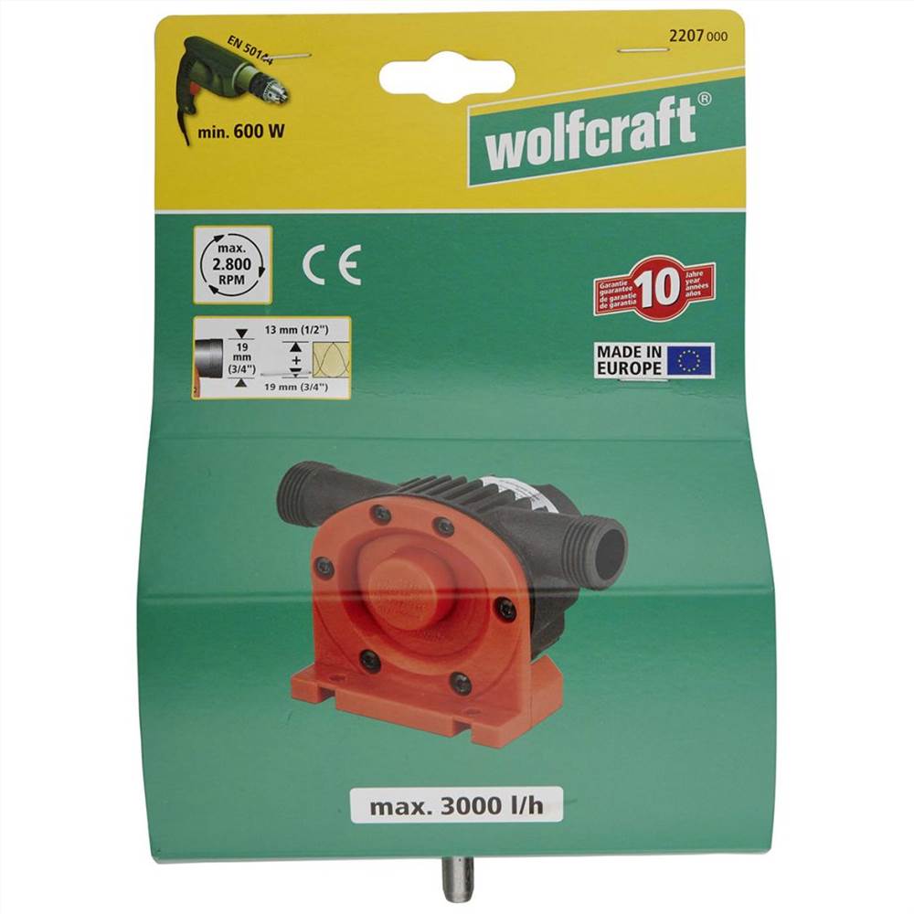 wolfcraft Drillpowered Pump 3000 l/h S=8 mm 2207000