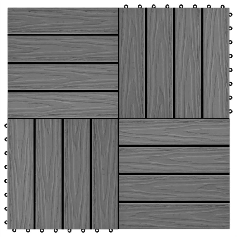 

11 pcs Decking Tiles Deep Embossed WPC 30x30 cm 1 sqm Grey