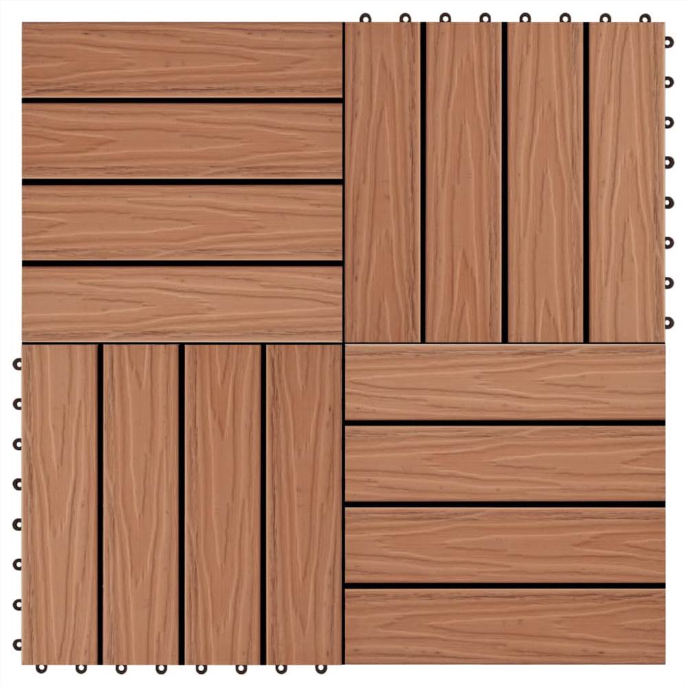 

11 pcs Decking Tiles Deep Embossed WPC 30x30cm 1sqm Light Brown