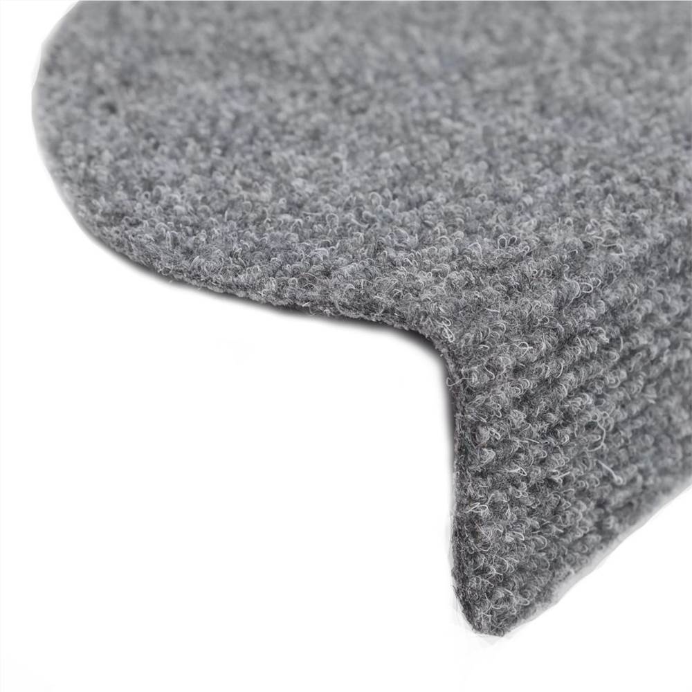 15 Self-adhesive Stair Mats Needle Punch 54x16x4cm Light Grey