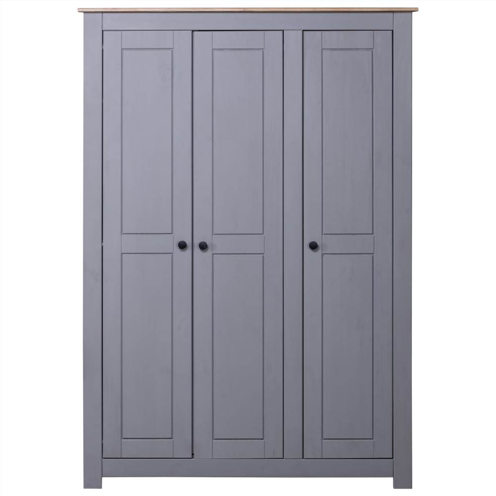 3-Door Wardrobe Grey 118x50x171.5 cm Pine Panama Range