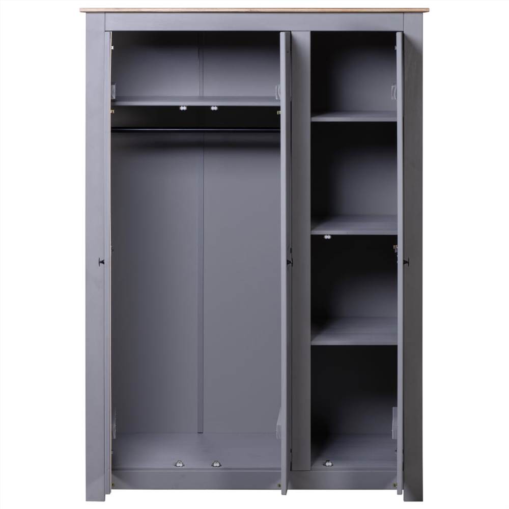 3-Door Wardrobe Grey 118x50x171.5 cm Pine Panama Range