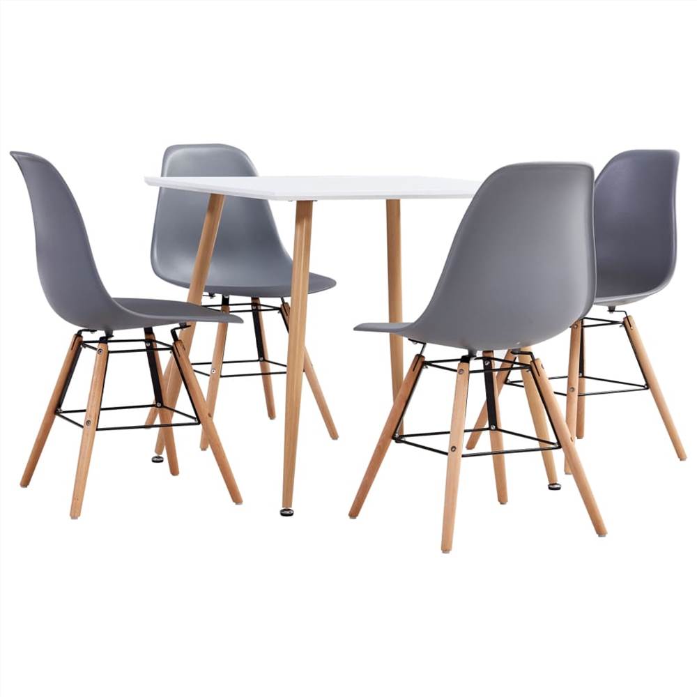 

5 Piece Dining Set Plastic Grey