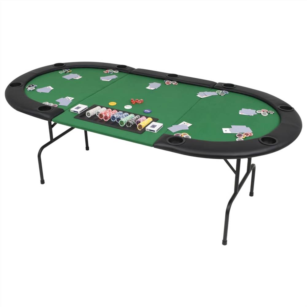 Table de poker pliante pour 9 joueurs 3 plis ovale vert