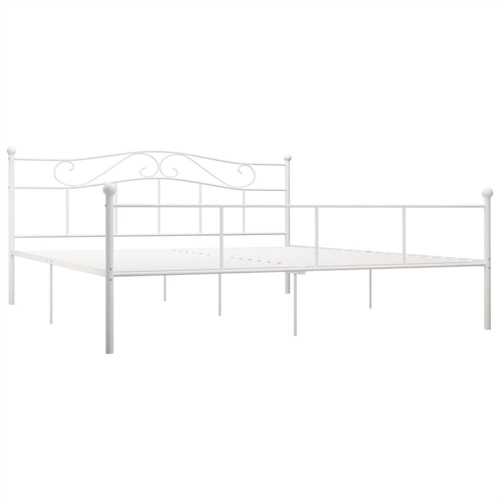 Bed Frame White Metal 200x200 cm