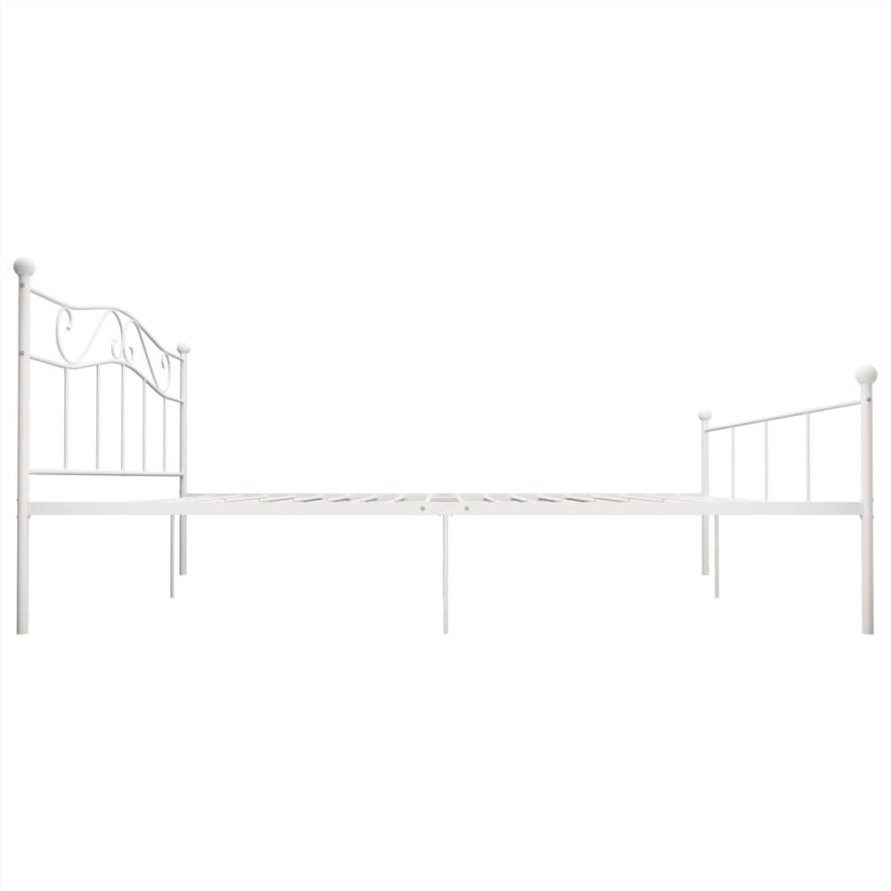 Bed Frame White Metal 200x200 cm