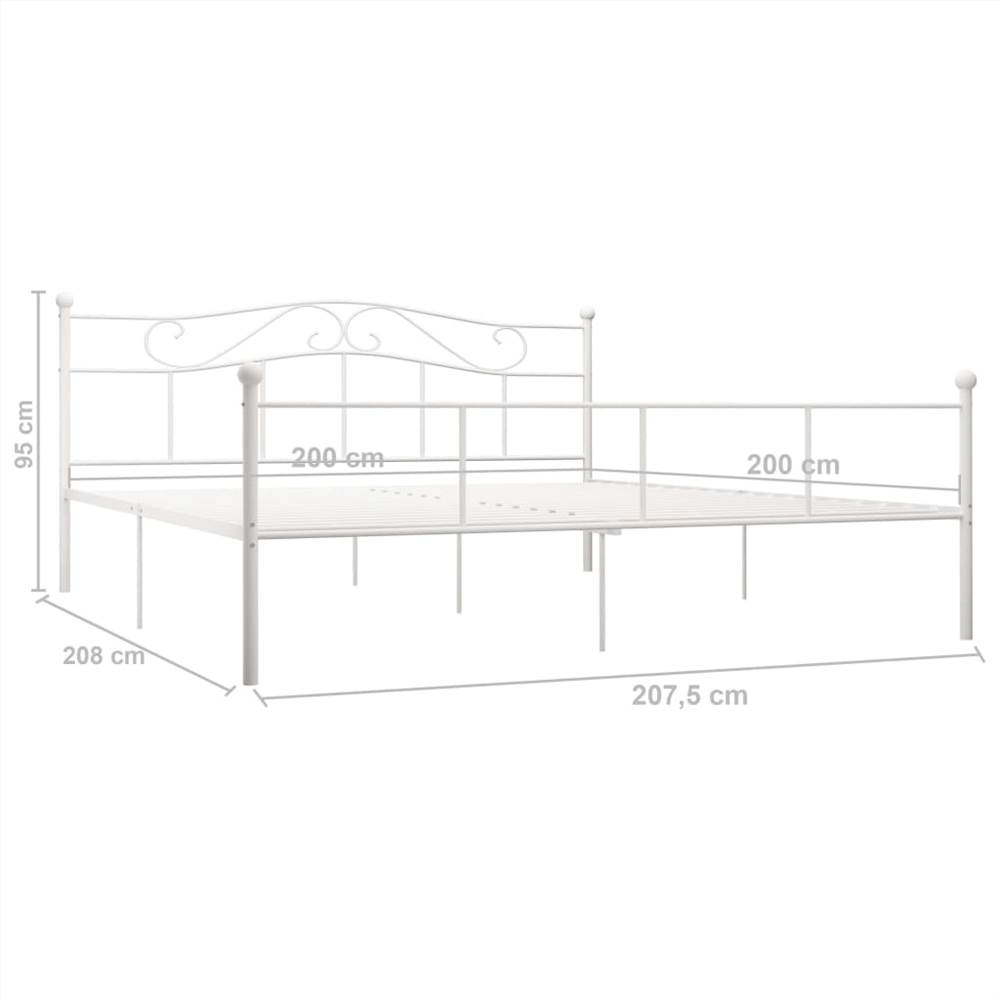 Bed Frame White Metal 200x200 cm