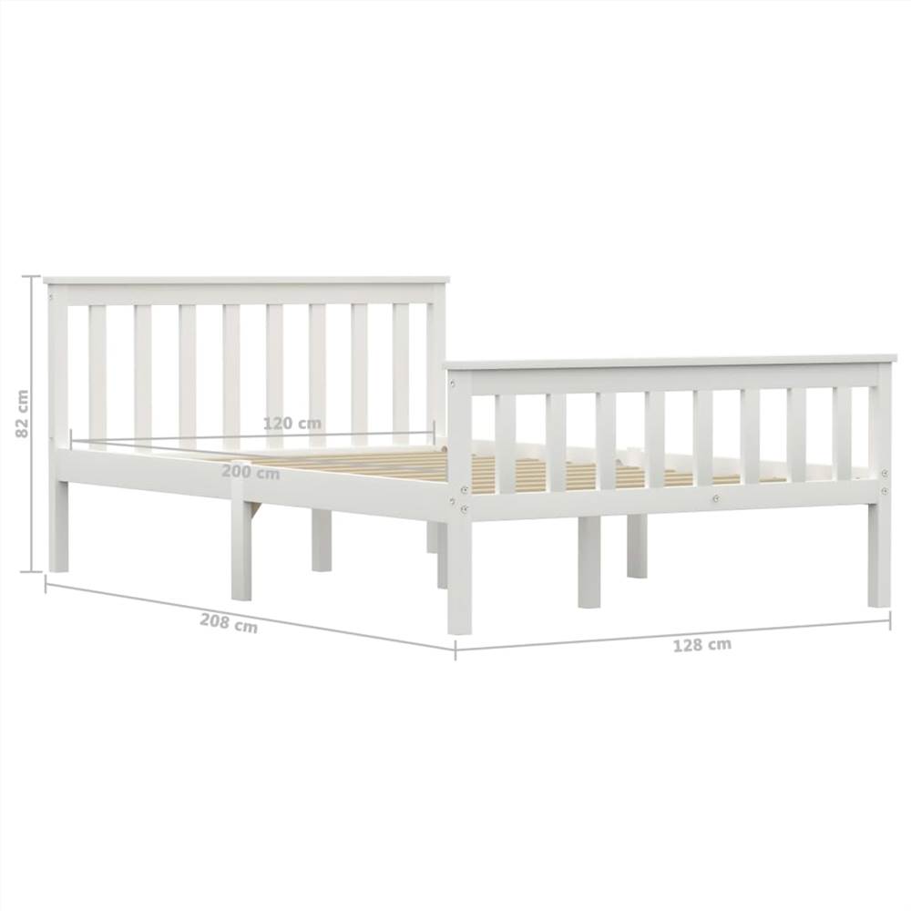 Bed Frame White Solid Pinewood 120x190 cm