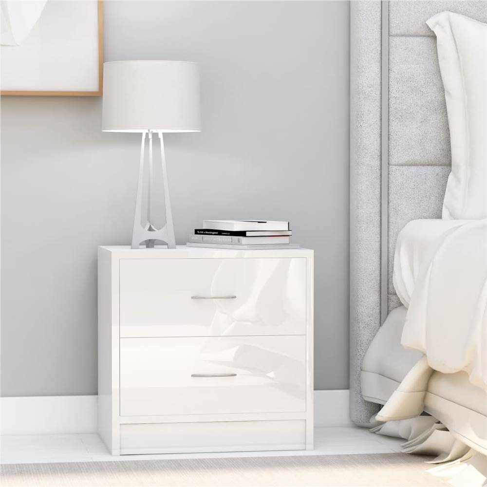 

Bedside Cabinet High Gloss White 40x30x40 cm Chipboard