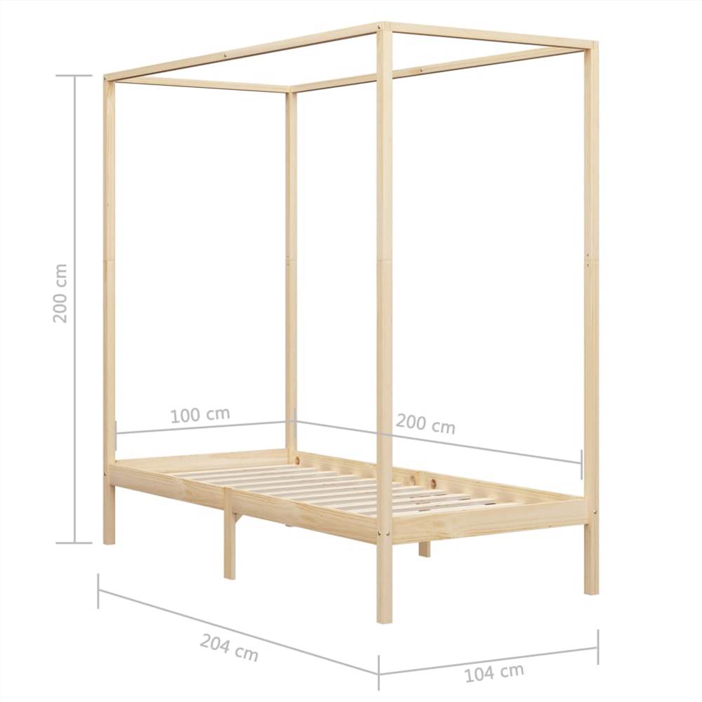 Canopy Bed Frame Solid Pine Wood 100x200 cm