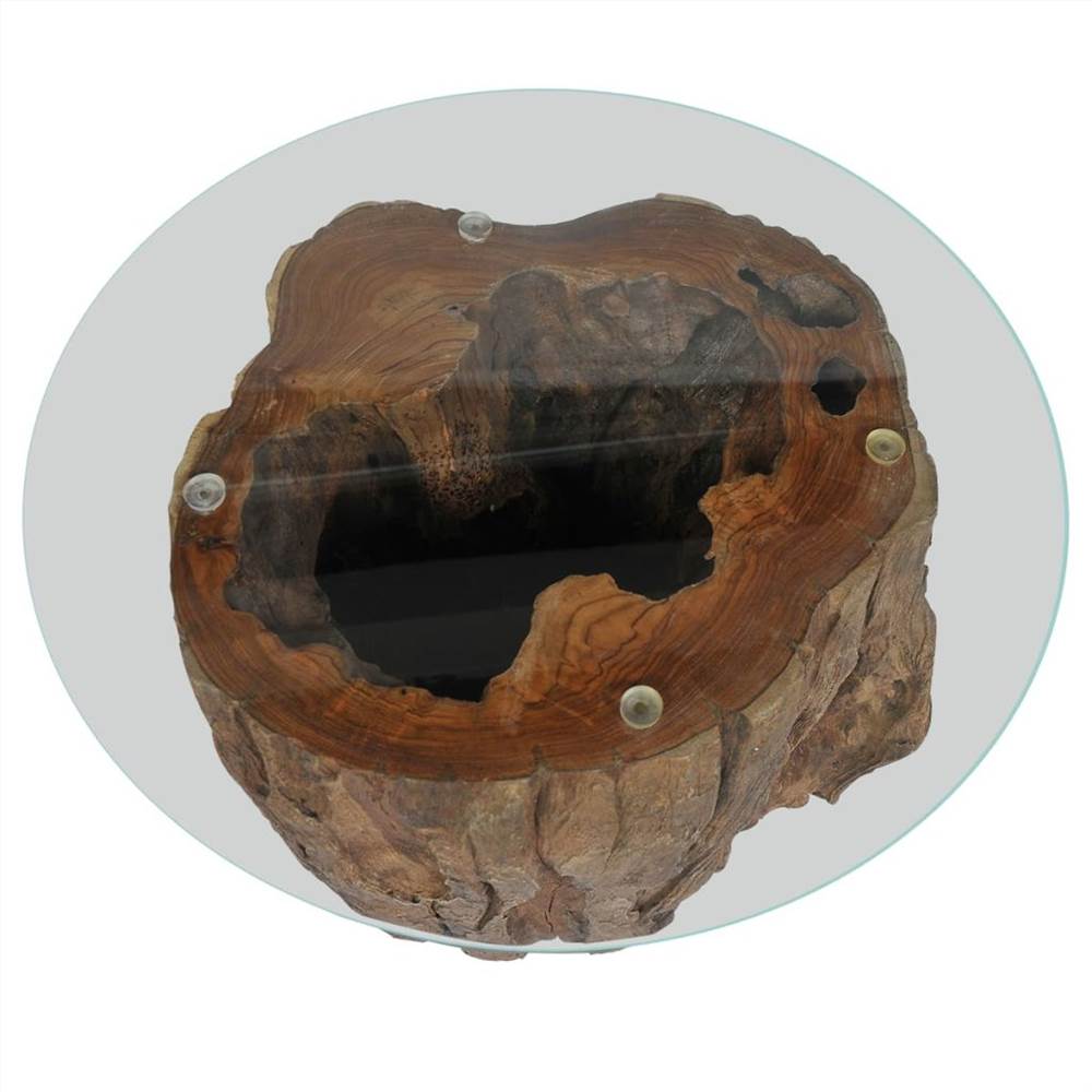 Coffee Table Teak Glass 50x40 cm