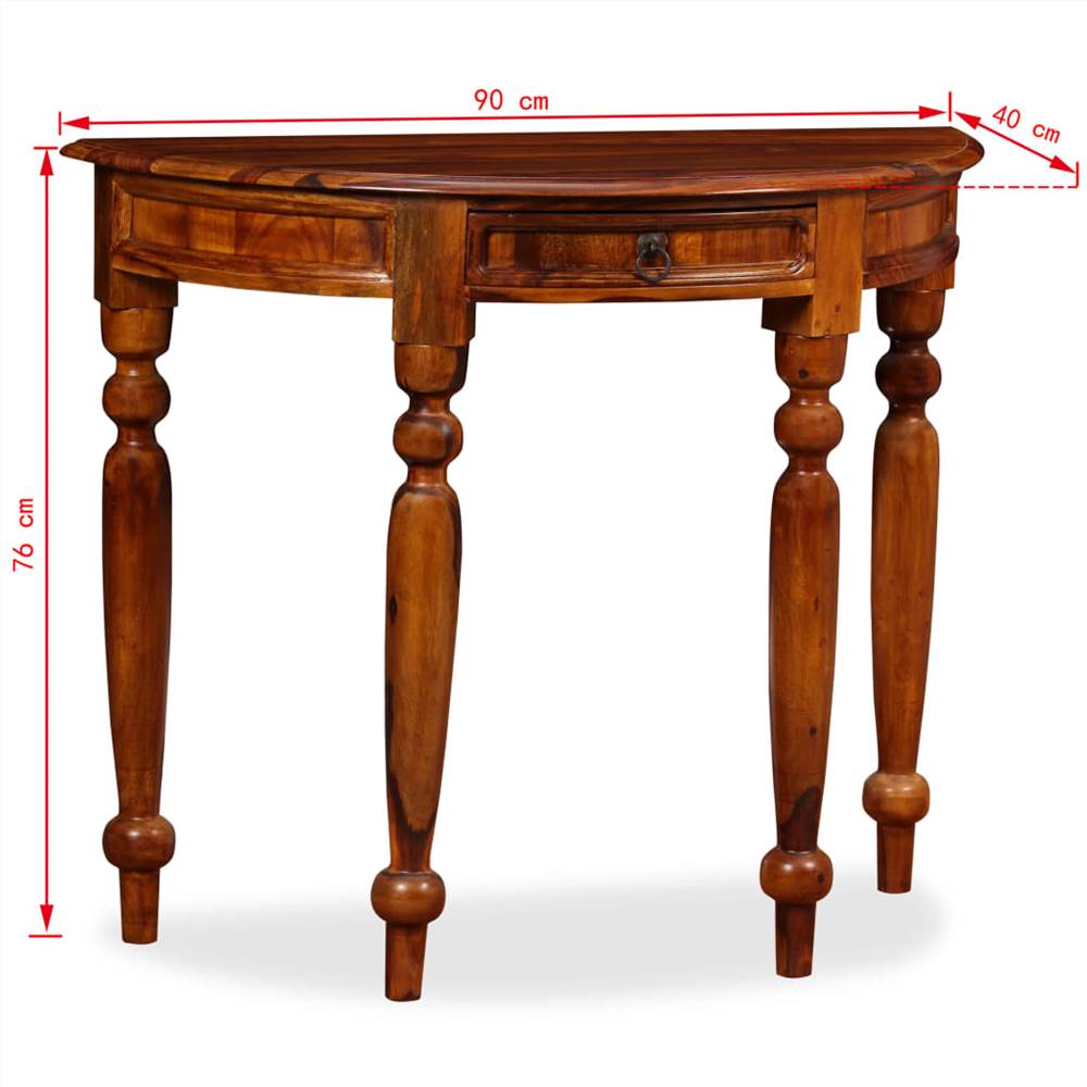 Console Table Solid Sheesham Wood 90x40x76 cm Half Round