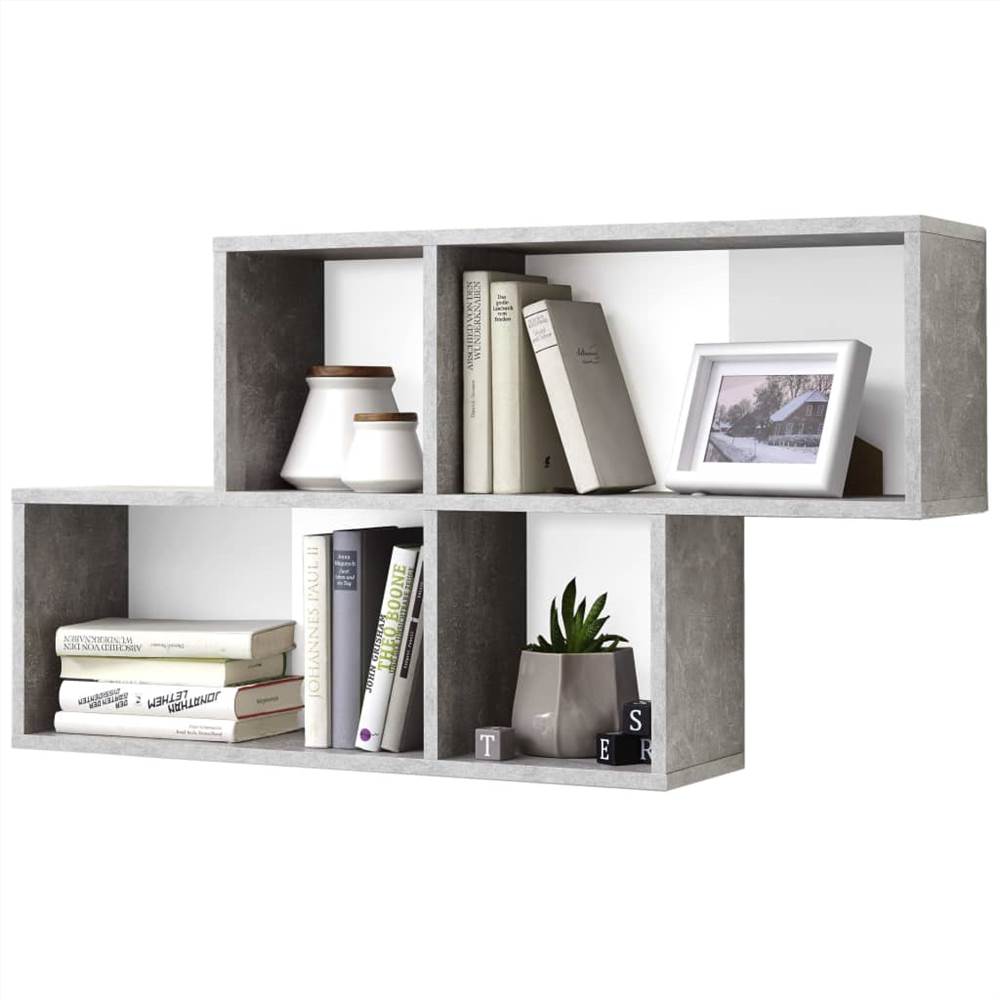 

FMD Wall-mounted Shelf with 4 Compartments Concrete and White