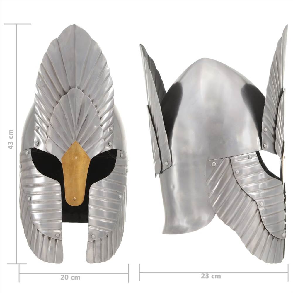 Fantasy Medieval Knight Helmet Replica LARP Silver Steel