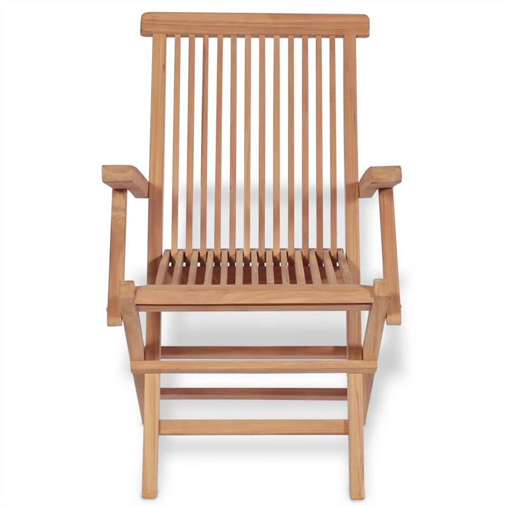 Folding Garden Chairs 2 pcs Solid Teak Wood