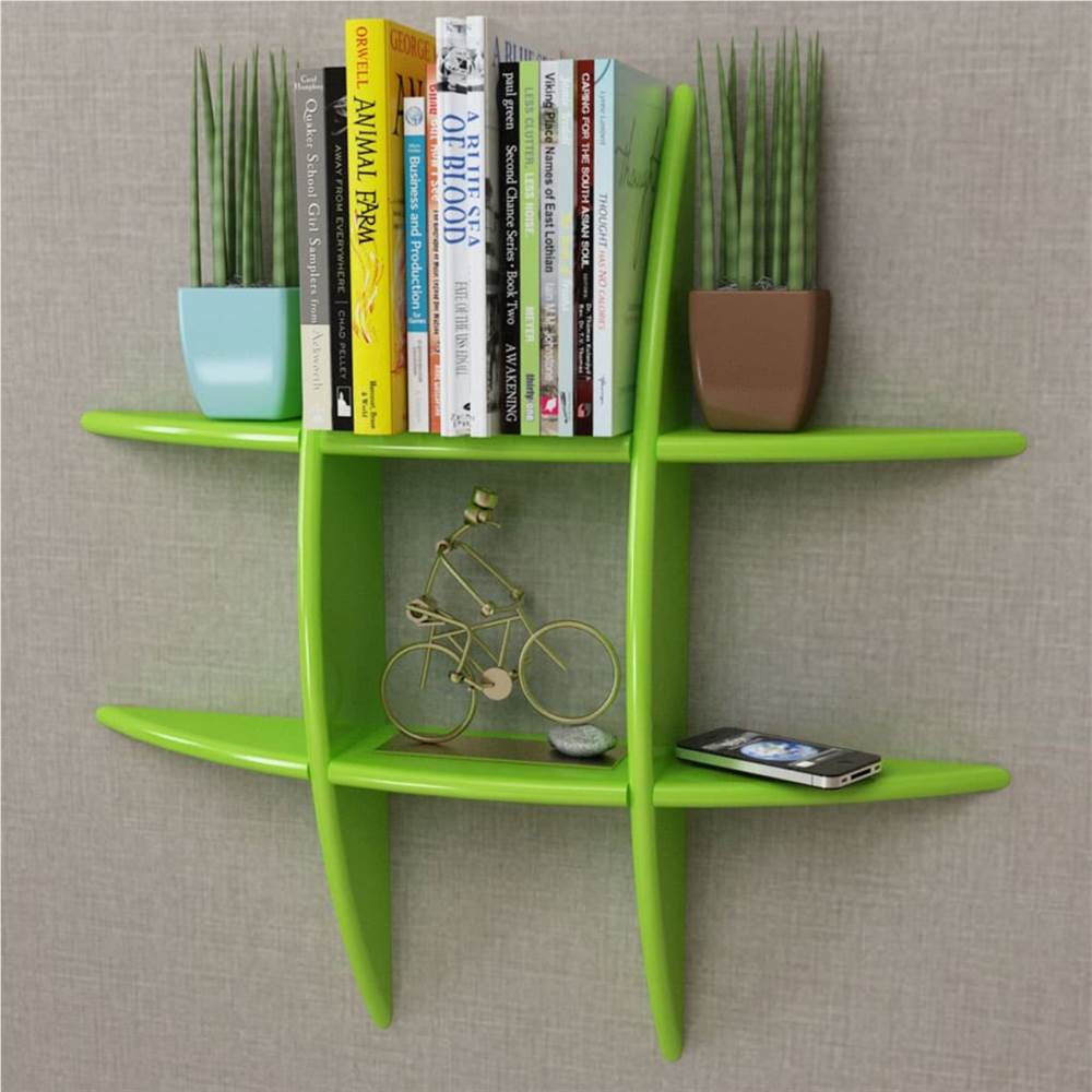 

Green MDF Floating Wall Display Shelf Book/DVD Storage