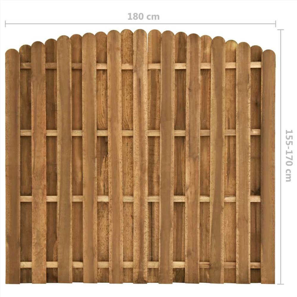 Hit and Miss Fence Panel Pinewood 180x(155-170) cm