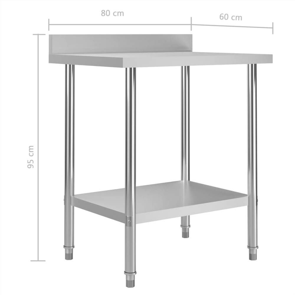 Kitchen Work Table with Backsplash 80x60x93 cm Stainless Steel