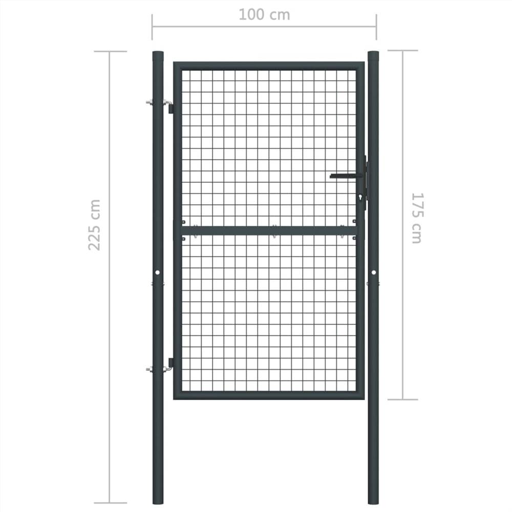 Mesh Garden Gate Galvanised Steel 100x225 cm Grey