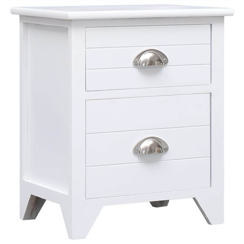 

Nightstand White 38x28x45 cm Paulownia Wood