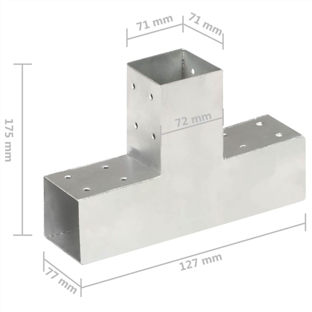 Post Connector T Shape Galvanised Metal 71x71 mm