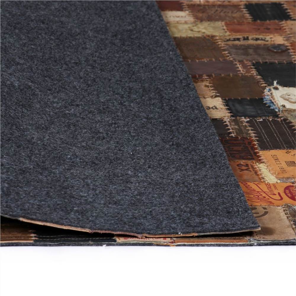 Rug Genuine Leather Jeans Label Patchwork 120x170 cm Brown