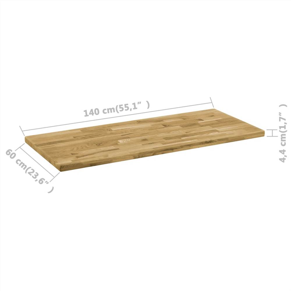 Table Top Solid Oak Wood Rectangular 44 mm 140x60 cm