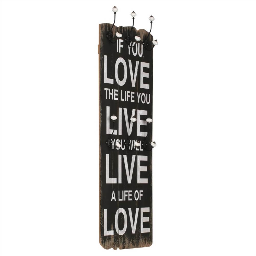

Wall-mounted Coat Rack with 6 Hooks 120x40 cm LOVE LIVE