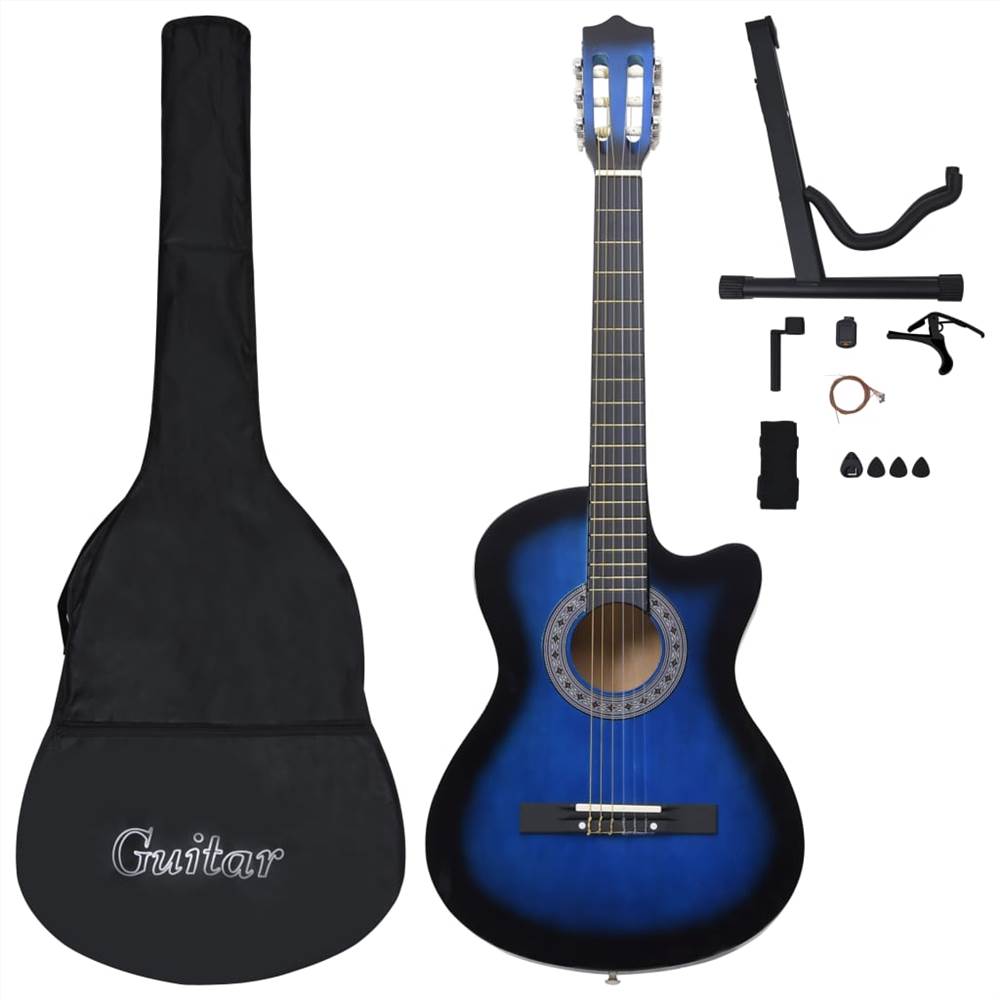 12 Piece Western Acoustic Guitar Set with 6 Strings Blue 38 | Europe