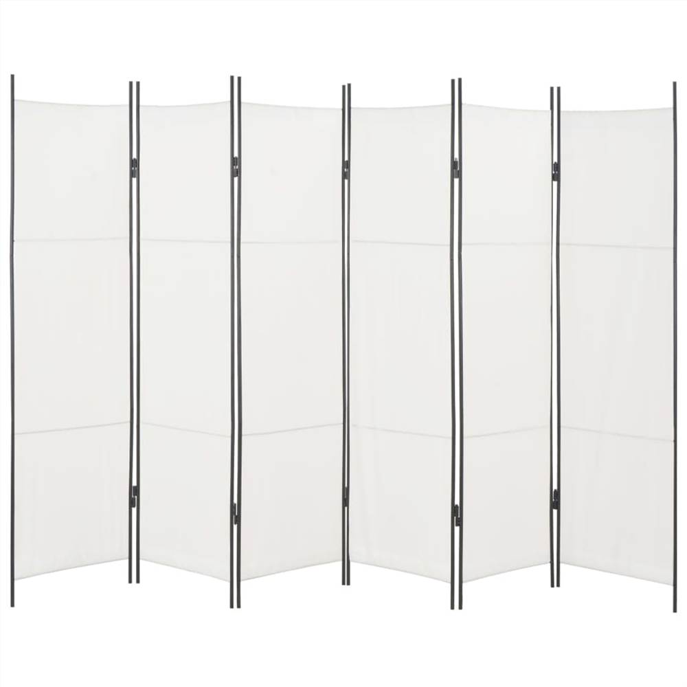 6Panel Room Divider White 300x180 cm