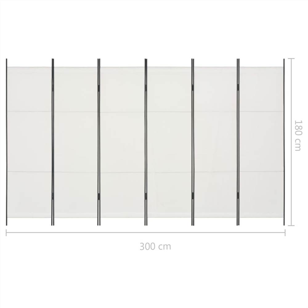 6-Panel Room Divider White 300x180 cm