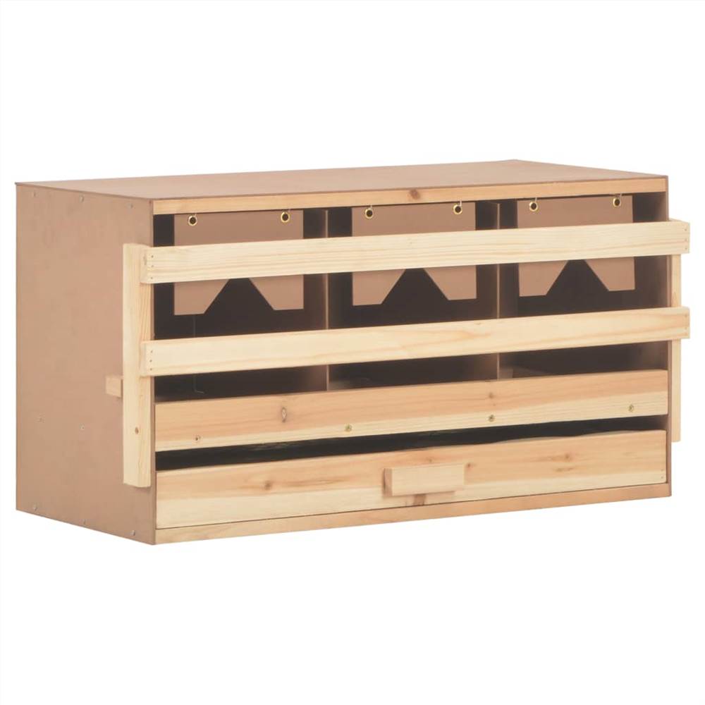 Chicken Laying Nest 3 Compartments 72x33x38 cm Solid Pine Wood