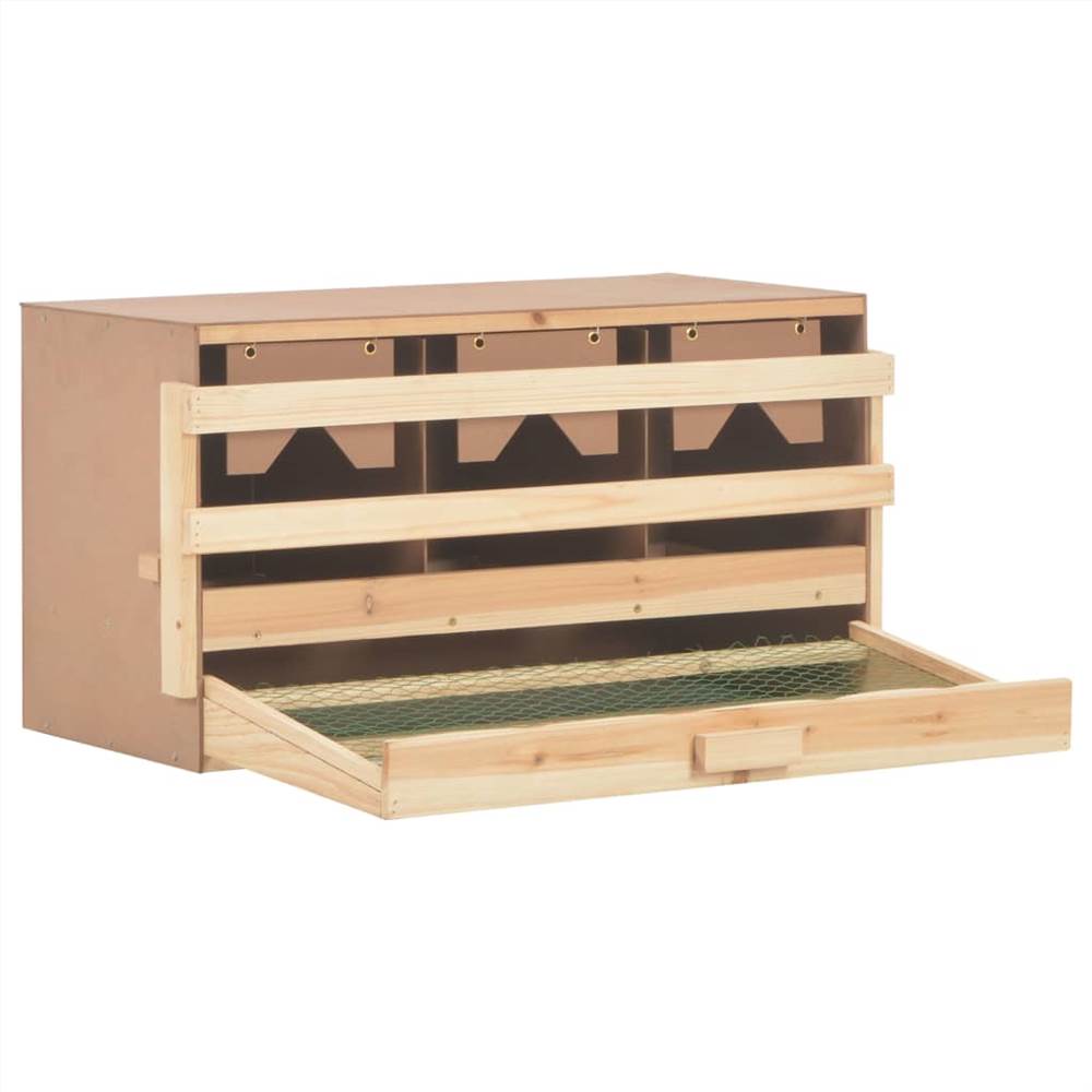 Chicken Laying Nest 3 Compartments 72x33x38 cm Solid Pine Wood