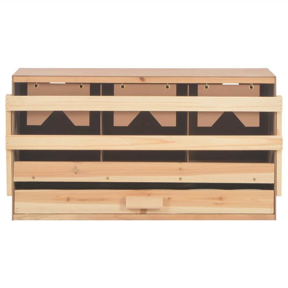 Chicken Laying Nest 3 Compartments 72x33x38 cm Solid Pine Wood