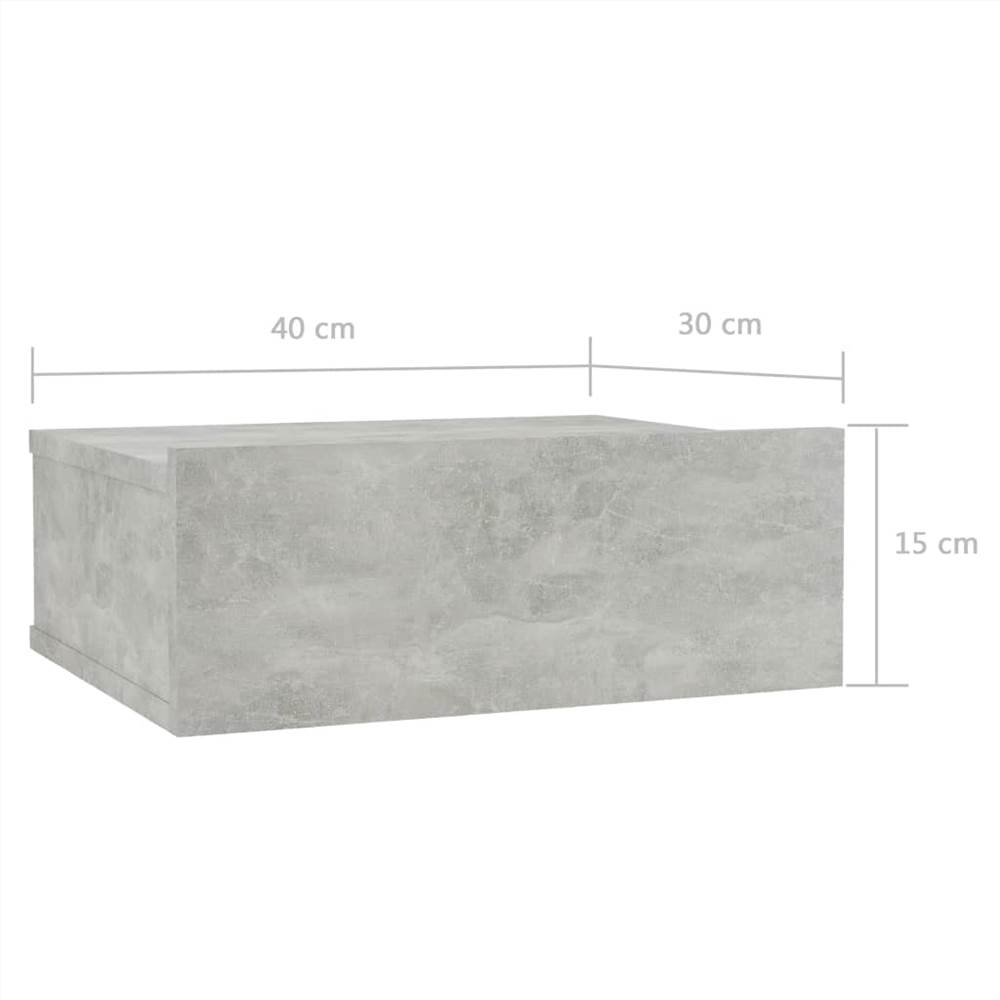 Floating Nightstand Concrete Grey 40x30x15 cm Chipboard