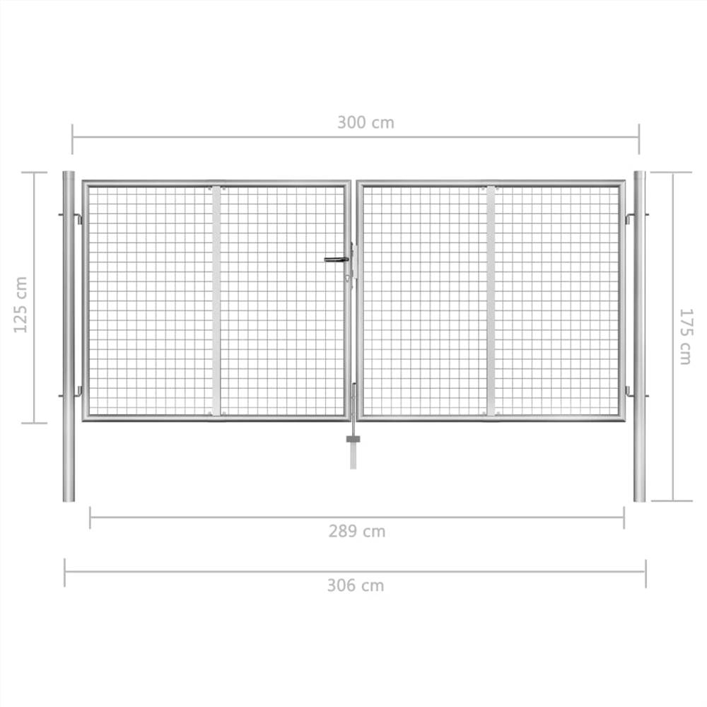 Garden Gate Galvanised Steel 306x175 cm Silver