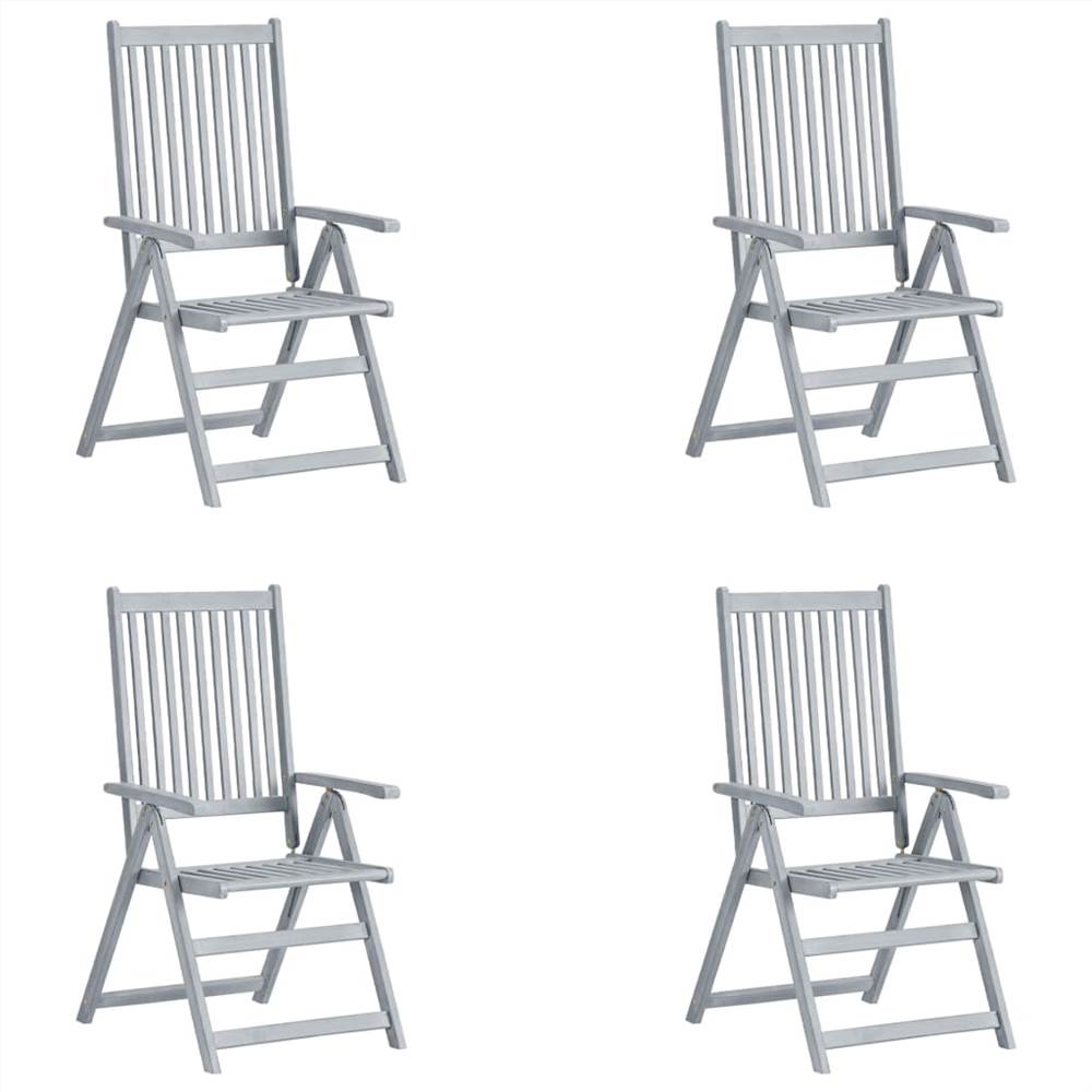 

Garden Reclining Chairs 4 pcs Grey Solid Acacia Wood