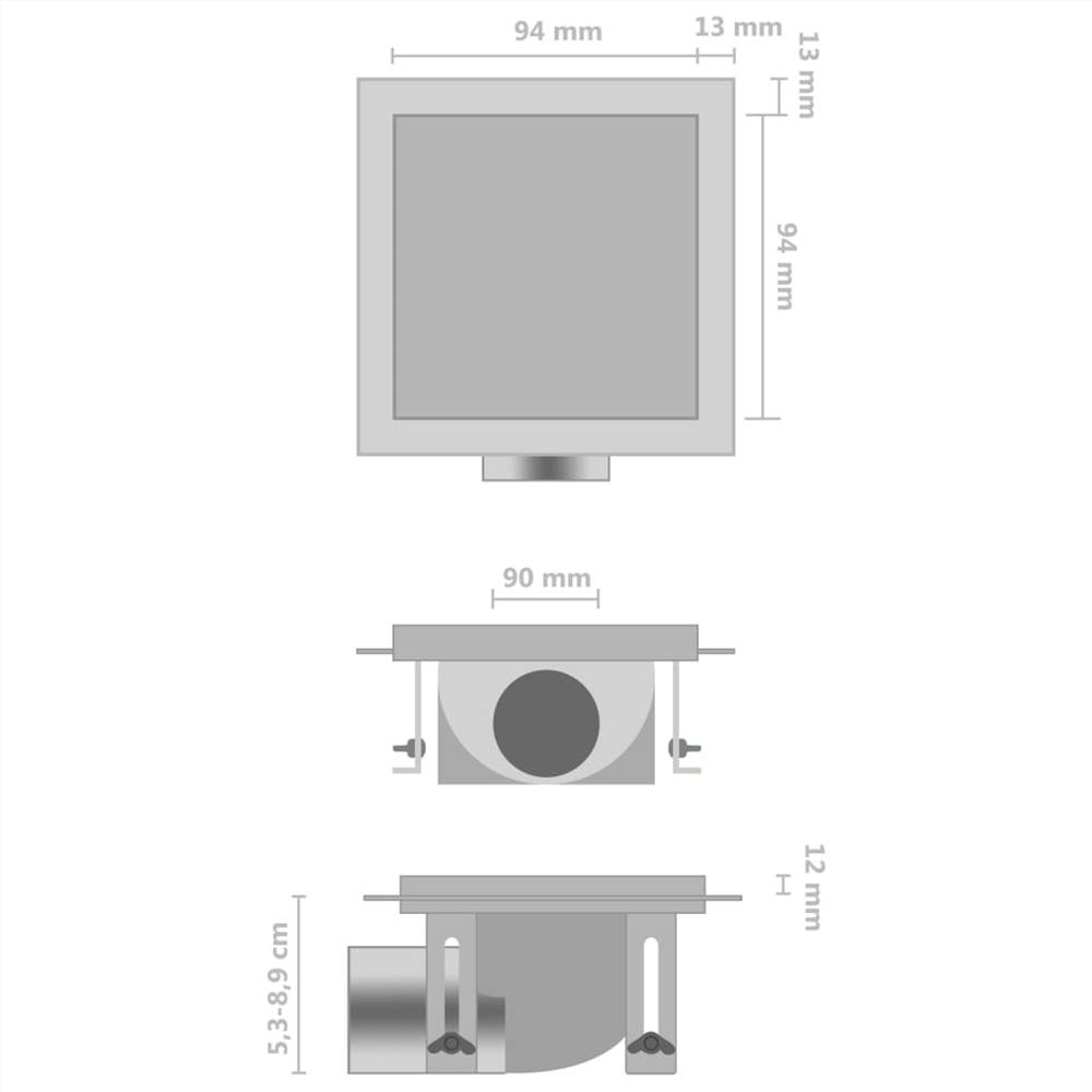 Shower Drain With 2-in-1 Flat and Tile Insert Cover 12x12 cm Stainless Steel