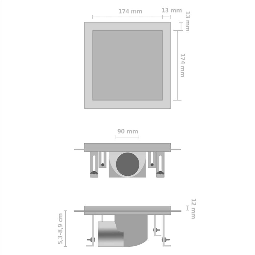 Shower Drain With 2-in-1 Flat and Tile Insert Cover 20x20 cm Stainless Steel