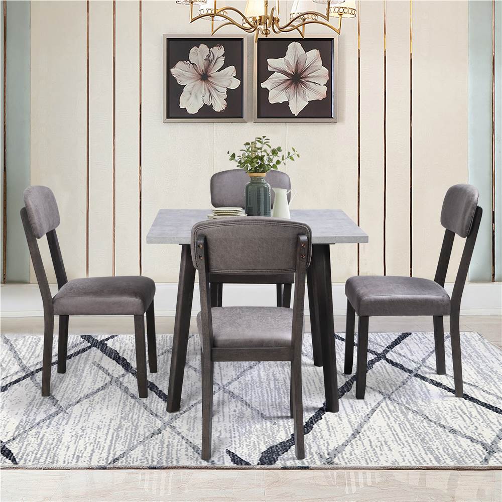 TOPMAX Midcentury 5 Piece Wooden Dining Set with 4 Padded Dining