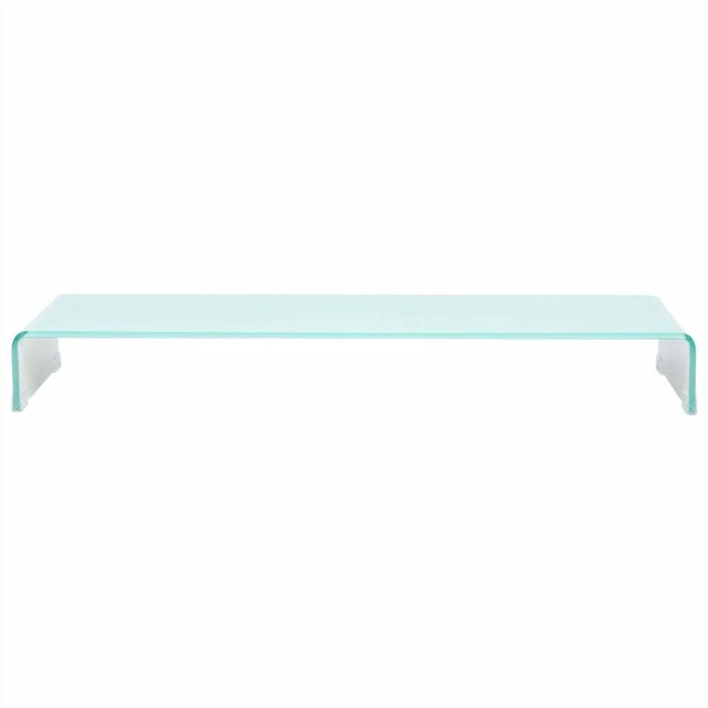TV Stand/Monitor Riser Glass White 100x30x13 Cm 6 TV Stand/Monitor Riser Glass White 100x30x13 cm